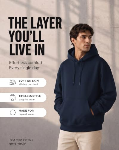Image of NOBERO Oversized Solid Hooded Sweatshirt for Men | Oversized Hoodie for Men | Hooded Pullover | Cotton Rich Printed Hoodie 280 GSM Fleece