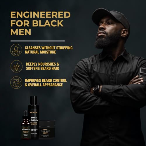 Image of Golden Grooming Beard Bundle (Regular Starter Kit) 4oz Shampoo, 2oz Balm, 1oz Oil - Toasted Vanilla