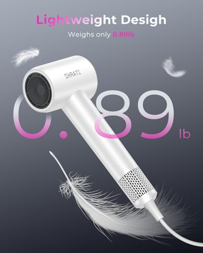 Image of SHRATE Professional High Speed Ionic Hair Dryer | Ultra-Fast Drying | 500 Million Negative Ions | Low Noise | 160000 RPM | Compact Blow Dryer with Magnetic Diffuser for Faster Drying All Hair Types