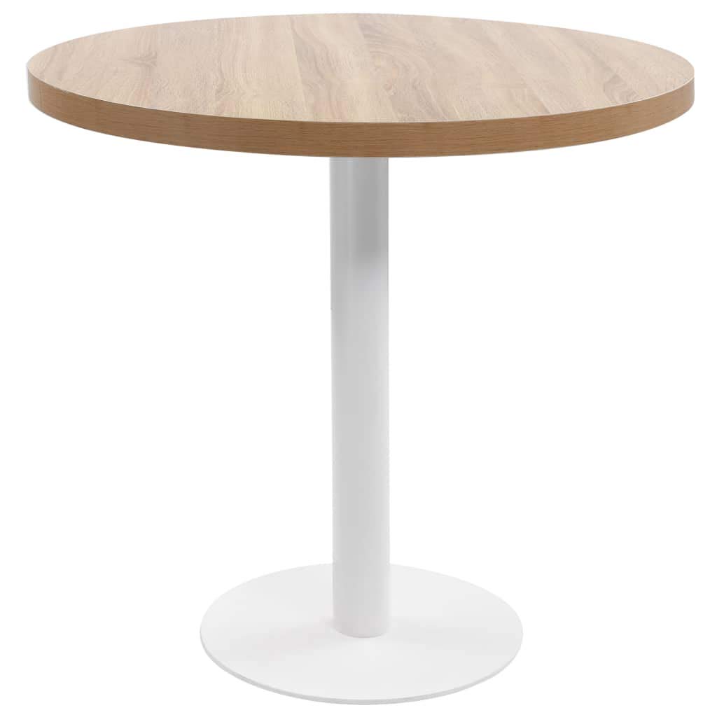 Tavolo rotondo da bistrò, 80 cm, MDF, marrone chiaro | Gambe in acciaio, panno umido, per ristorante, caffetteria, bar, facile da montare