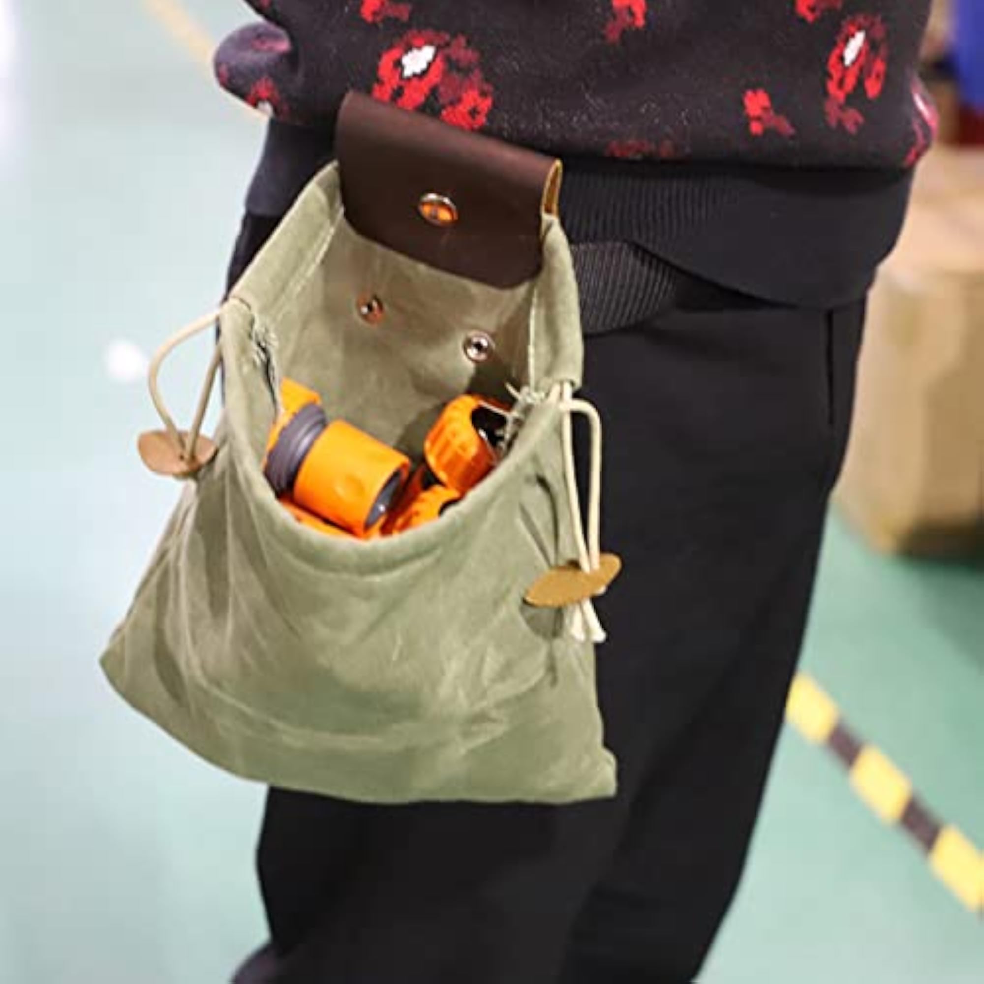 Foldable Foraging Bag, Environmentally Friendly Leather Pouch