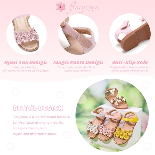 Image of Flaryzone Girls Sandals Open Toe Summer Flats Dress Sandals Shoes Toddler /Little Kid