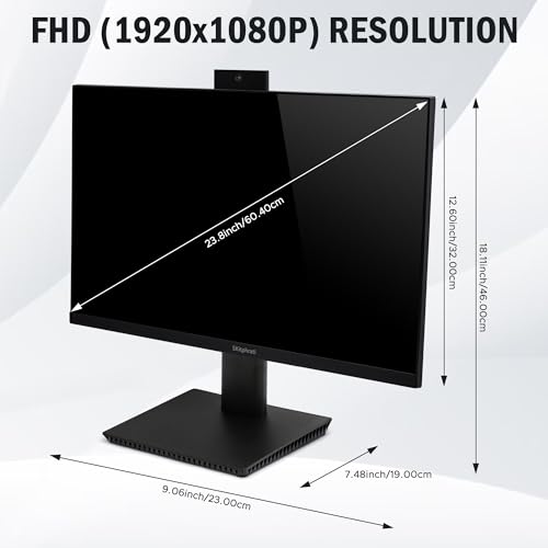Image of SKitphrati 23.8 inch 1080P IPS 120Hz Monitor for Business & Gaming - Built-in Adjustable 3MP Webcam, Mic Array, Dual Speakers, Frameless, Eye Care, HDMI /DP /VGA /USB