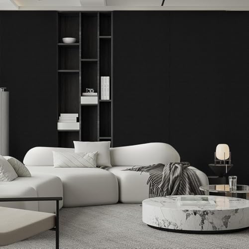 Image of Premium Black Textured Wallpaper -Self Adhesive Eco Friendly Wall Coverings, Waterproof Peel and Stick Wall Stickers for Bedroom, Kitchen, Living Room & Hotel (45X300CM)