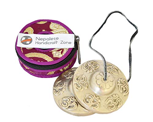 NHZ Tingsha Tibetan Meditation Bell/Finger Cymbals with free Silk Case (Silver)