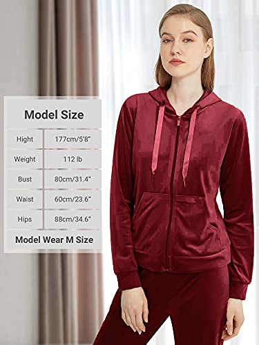 Image of MessBebe Hausanzug Damen Trainingsanzug Set Jogginganzug Velour Sportanzug Anzug 2Teilig Freizeitanzug Oberteil Hose Kapuzenjacke Langarm Zipper Lange Sporthose alle Jahreszeiten