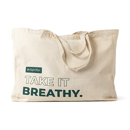 Evapolar evaBag - Sac Tote Bag réutilisable en Coton pour Faire Les Courses, Sac à Main, Ivoire Cover