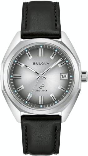 Bulova Jet Star montre homme bracelet cuir noir 96B414 boîtier acier 40 mm