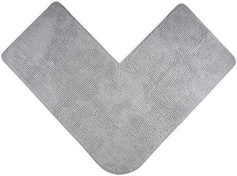 Fluffy® Bath Mat for round Showers, made of Chenille, with Non-Slip Bottom (Small Curve | Shower Radius 55 cm, Grey)