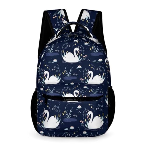 Homieblanket Mochila Swan para crianças, meninas, meninos, escola, 40,6 cm, lindos cisnes, mochilas casuais diárias, Mochila Swan 1