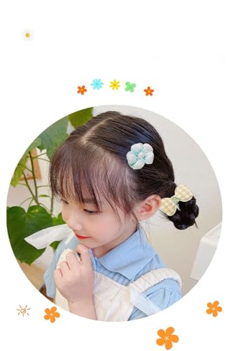 Image of SYGA 10-Piece Baby Hair Clip Set for Girls Adorable Bow and Flower Designs Hair Pin Soft, Lightweight, and Stylish - Blue