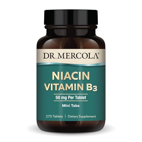 Dr. Mercola Niacin Vitamin B3 90 Servings (270 Tablets) Dietary Supplement Mini Tabs Essential B Vitamin Non-GMO