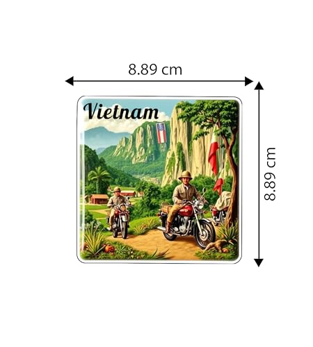 Image of Gift Me Bazar Country Fridge Magnet for Home Kitchen Refrigerator Door Stylish Decor Multicolored Souvenir Gift | Country Theme MDF Wooden Fridge | Souvenir Travel Magnets (Vietnam Fridge Magnet)