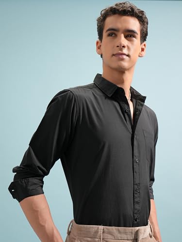 Image of Highlander Men's Slim Fit Shirts | Solid | Long Sleeves | Spread Collar | Formal Shirts | Men Shirts