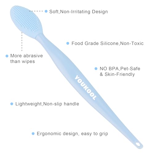 Image of 2PCS Pet Black Seed Brush for Cat Chin Acne & Blackhead Removal | Silicone Double-sided Grooming Brush for Acne Treatment | Acne Removing Tool|Cat Grooming Essentials,Blue