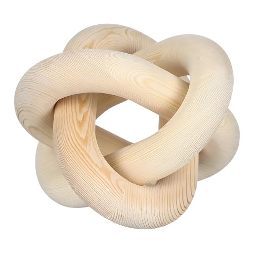 F Fityle Bohemio Eslabón de la Cadena de Madera Nudo Escultura Decoración Pieza Central de Madera Artesanía Estante Decoración Decorativo para Chimenea Fiesta, Beige