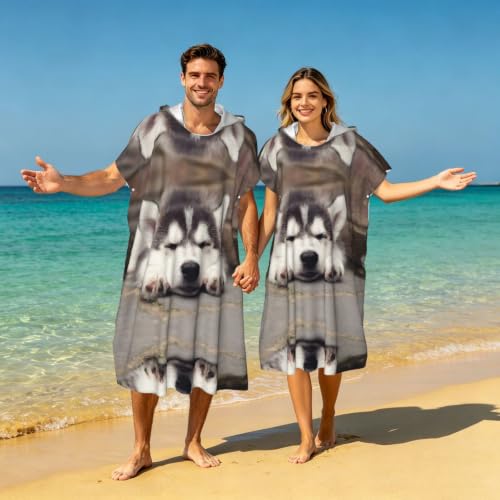 Poncho à capuche de natation husky idéal pour l'été et la plage - 7