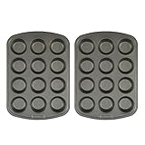 GoodCook Nonstick Steel 12-Cup Muffin Pan, Gray, Set of 2 (42042)