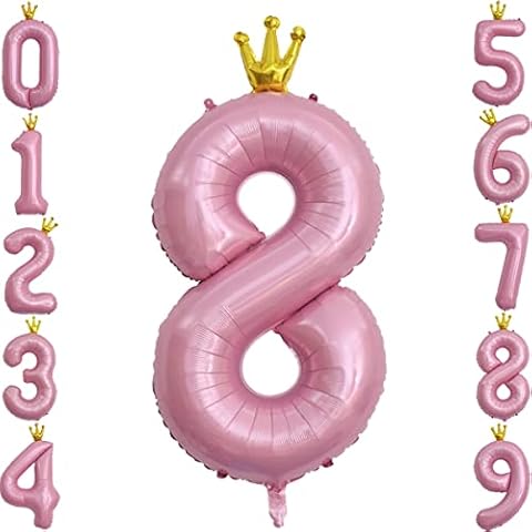 Number 8 Balloons - Large, 40 Inch |8 18 80 Pink Birthday Balloons for Girls Women |Giant Kids Party Balloons | 8th Birthday Decorations | Number 8 Balloons for Girls Birthdays Cover