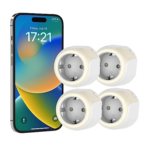Onvis Prise Connectée Matter over Thread, 16A Prise Intelligente, Compatible avec Alexa, HomeKit, Google Home, Réponse rapide, Commande Vocale, Contrôle à Distance et Fonction de Temps (4 Pièces)