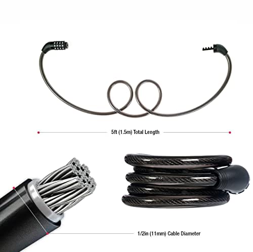 Police Bike Lock Cable, Combination Bicycle Lock, Cable Lock For Outdoor Equipment, 5Ft #TOP2