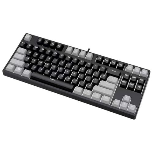 87キー メカニカルキーボード、有線ゲーミングキーボード、PBT熱昇華キーキャップ、赤軸、低騒音、RGBバックライト、人体工学設計、フルキーノンコンフリクト、有線ゲーミングキーボード、オフィス仕事プログラミング用 (黒灰色)
