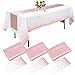 3er-Pack Satin-Tischläufer Roségold 30,5 x 279,4 cm und 3 Einweg-Kunststoff-Tischdecken, wasserdichte Tischdecke, 137 x 262 cm, rechteckige Tischdecken für Partydekoration, Thanksgiving, Hochzeitstag