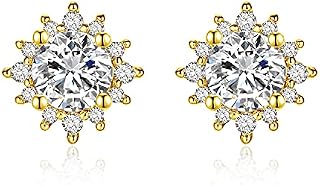 Dainty Cubic Zirconia Stud for Women - Elegant White Gold/14K Gold/Rose Gold Plated Hypoallergenic CZ Ear Stud
