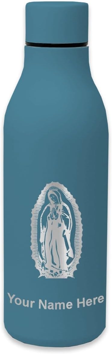 LaserGram Double Wall Stainless Steel Water Bottle, Virgen de Guadalupe, Personalized Engraving Included