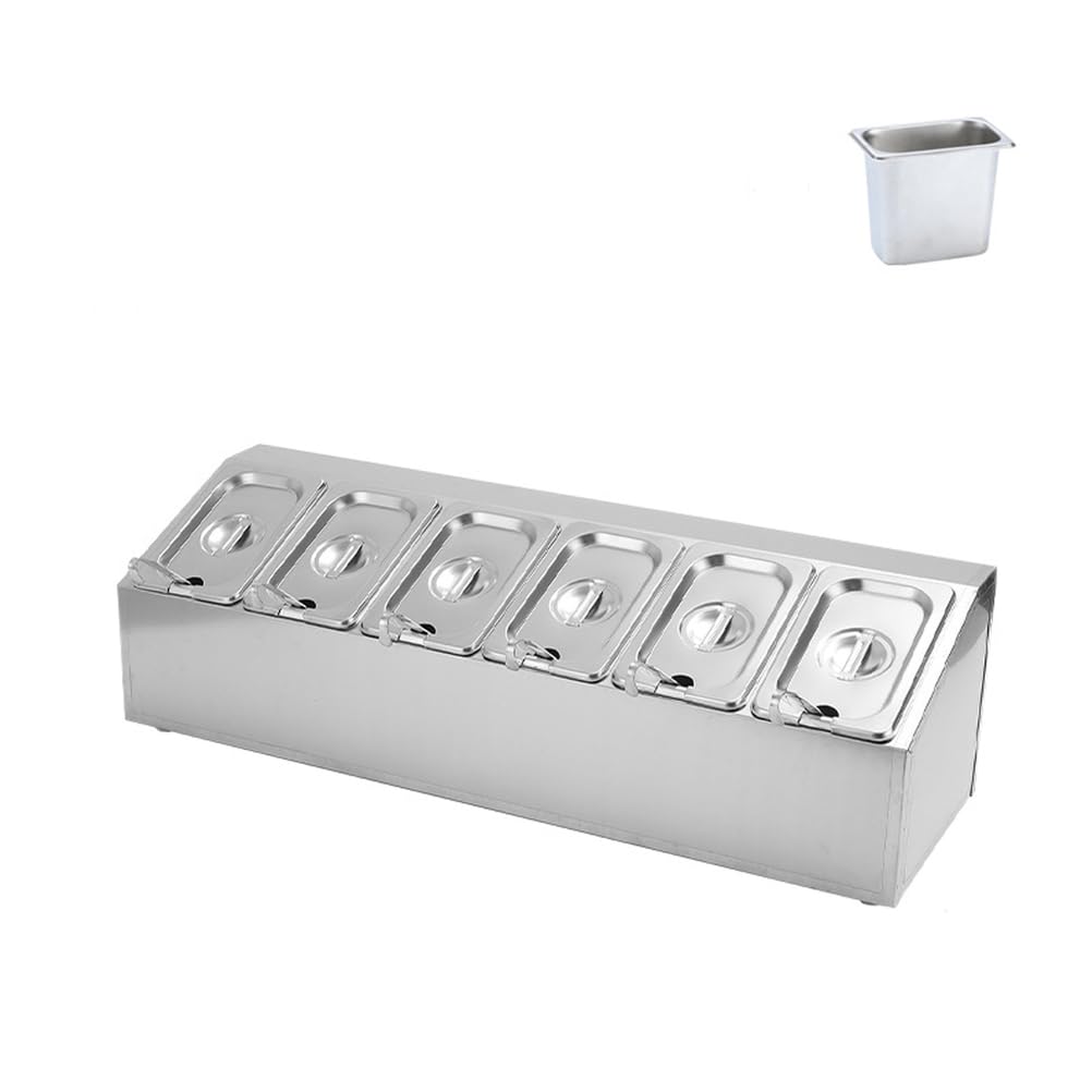Estación organizadora de pizza, dispensador de condimentos, de acero inoxidable, para condimentos, especias, ingredientes, salsas, frutas