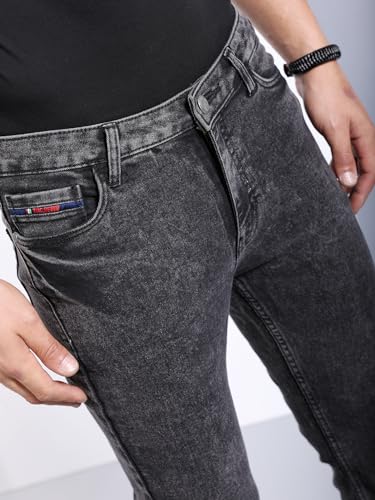 Image of The Indian Garage Co Men Bootcut Solid Mid-Rise Stretchable Jeans
