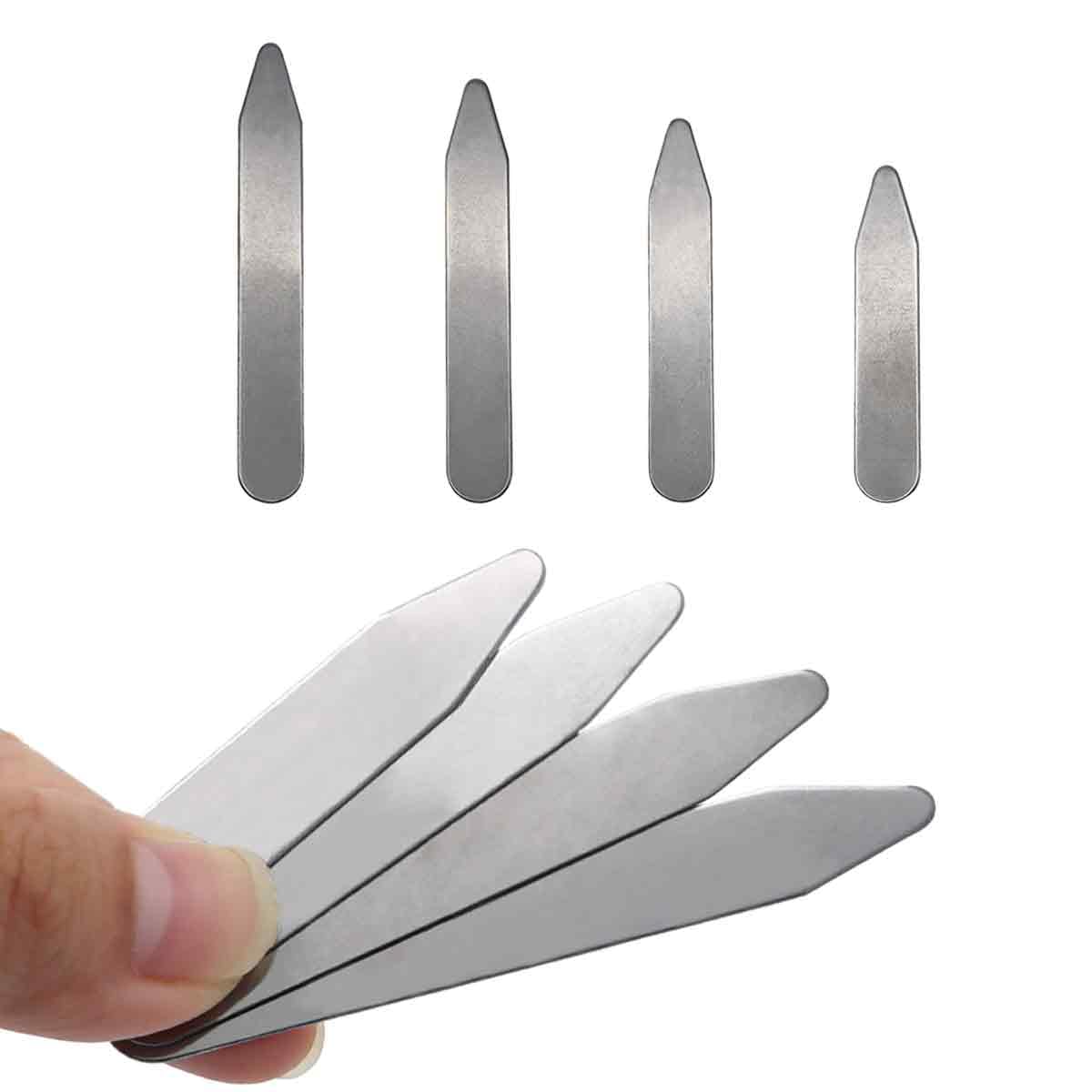 mkemkaStainless Steel Collar Stiffeners 8Pcs Collar Stiffeners Metal for Men Shirt 4 Sizes
