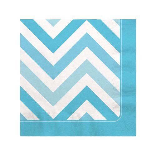 Big Dot of Happiness Chevron Blue - Baby, Bridal Shower, Bachelorette or Birthday Party Cocktail Beverage Napkins (16 Count)