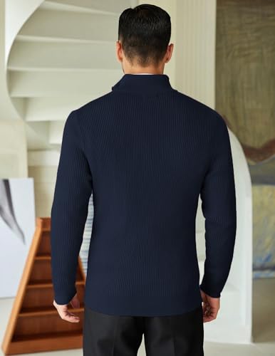 Image of DENIMHOLIC Men High Neck Zipper Full Sleeve Cotton Knitted Winter Sweater for man
