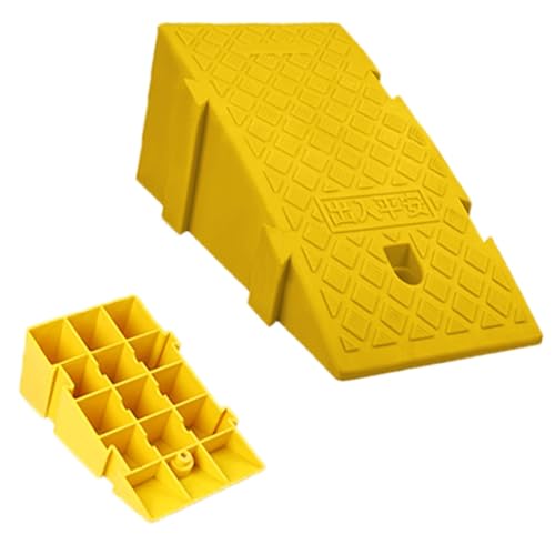Rampa de bordillo de 6 pulgadas para autos, rampa plástica antideslizante para scooters, bicicletas y motos, para coches bajos, color amarillo, 25x45x19 cm