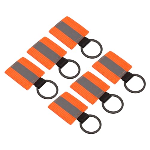PATIKIL Reflective Keychain Tags, 6 Pack Reflective Zipper Pulls Nylon Keychain High Visibility Reflectors Tags for Backpack Pendant Dog Collar, Orange