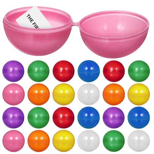 HEMOTON 25Pcs 1.57 Inch Hollow Plastic Roll Balls for Raffle Draws and Bingo Games Party Entertainment Lottery Accessories