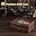 Knife Display Case Knife Collection Display Holder with Glass Lid, 2-Layer Wooden Pocket Knife Case with Drawers