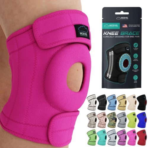 Image of MODVEL Knee Brace with Side Stabilizers | FSA or HSA eligible | Patella Gel Pads Knee Support Braces for Knee Pain, Meniscus Tear,ACL,MCL,Arthritis, Joint Pain Relief,Injury Recovery. (S /M Pink)