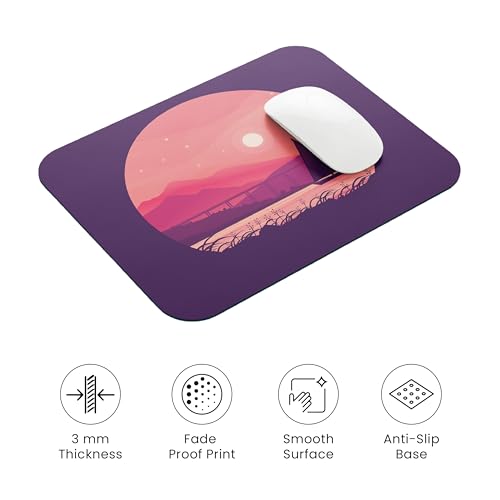 Image of Premium Non-Slip Mouse Pad | Smooth Surface for Optical & Laser Mouse | Durable Base Designs | Ideal for Office, Home & Gaming (Scenic Design Print -Night)