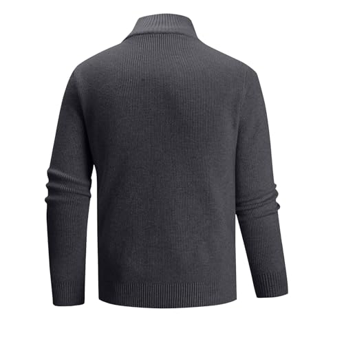 Men's Quarter Zip Sweaters Slim Fit Mock Neck Pullover Sweater Tops Fall Lightweight Texture Knitted Polo Sweaters3