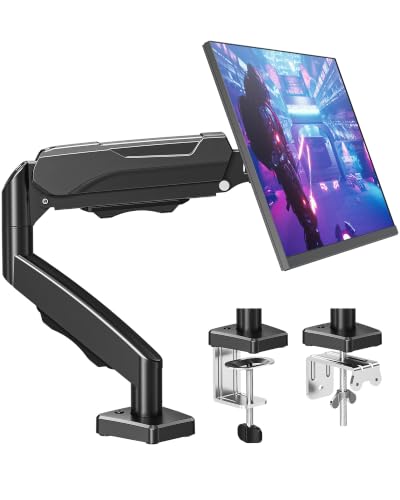 MOUNTUP Single Monitor Desk Mount, Adjustable Gas Spring Monitor Arm Support Max 32 Inch Screen, Computer Monitors Stand with Clamp/Grommet Mounting B