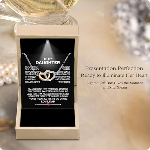 Larvincy To My Daughter Necklace From Dad With Heartfelt Message & Elegant Box, Gifts For Daughter From Father, Beautiful Jewelry Gift From Love Daddy On Graduation, Birthday, Wedding, Christmas2