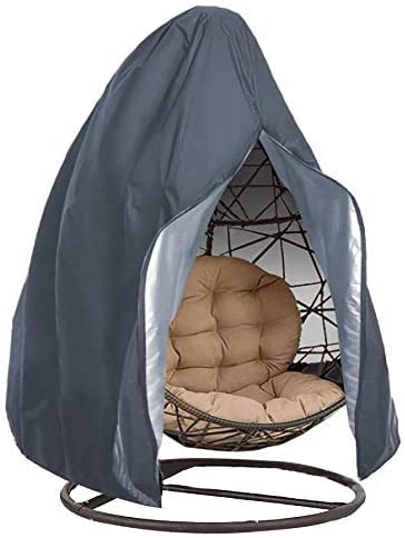 Doppelt Hängesessel Abdeckung wasserdichte Groß Abdeckplane Egg Chair Schutzhülle mit Reißverschluss - Anti-UV Anti-Staub PU-Überzug Oxford Regenabdeckung Hängestuhl Zubehör (230 x 200 cm, Grau) Cover