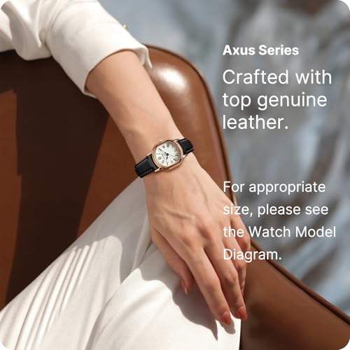 Image of Fullmosa 18mm Quick Release Leather Watch Band for Garmin | Traditional Smartwatch Replacement Strap for Garmin Venu 2S /3S /4(41mm) Women Men Formal Daily, Black&Rosegold Buckle