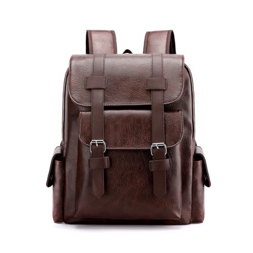 SONARIN PU Zaino Uomo, Borsa Lavoro Impermeabile Porta PC 15,6 Pollici da Viaggio, Scuola Superiore Media, Università, Casual per Uomo Donna (Marrone Scuro)