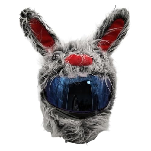 Plush Rabbit Motorcycle Helmet Covers with Long Ears,Animal Motorbike Head Cover for Most Full Face Helmets Decor