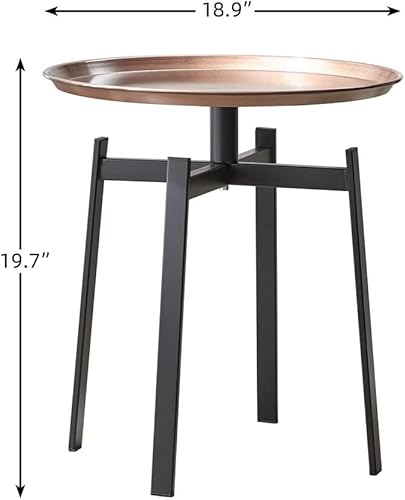 NewCosmos Mesa auxiliar redonda mental mesa auxiliar mesita de noche pequeñas mesas de hierro mesa de centro decorativa para sala de estar