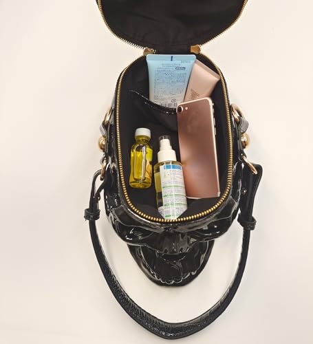 Skull Shaped Purse Crossbody Shoulder Bag Weird Horror Gothic PVC Handbag Halloween Top Handle Bag4