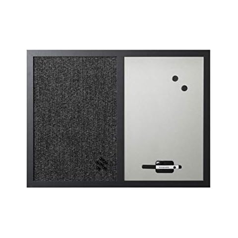 Bi-Office Kombitafel Black Shadow, Pinnwand und Whiteboard, Anthrazit Textiloberfläche und Silber Magnetisch, MDF Rahmen 22 mm dicker, 60 x 45 cm Cover